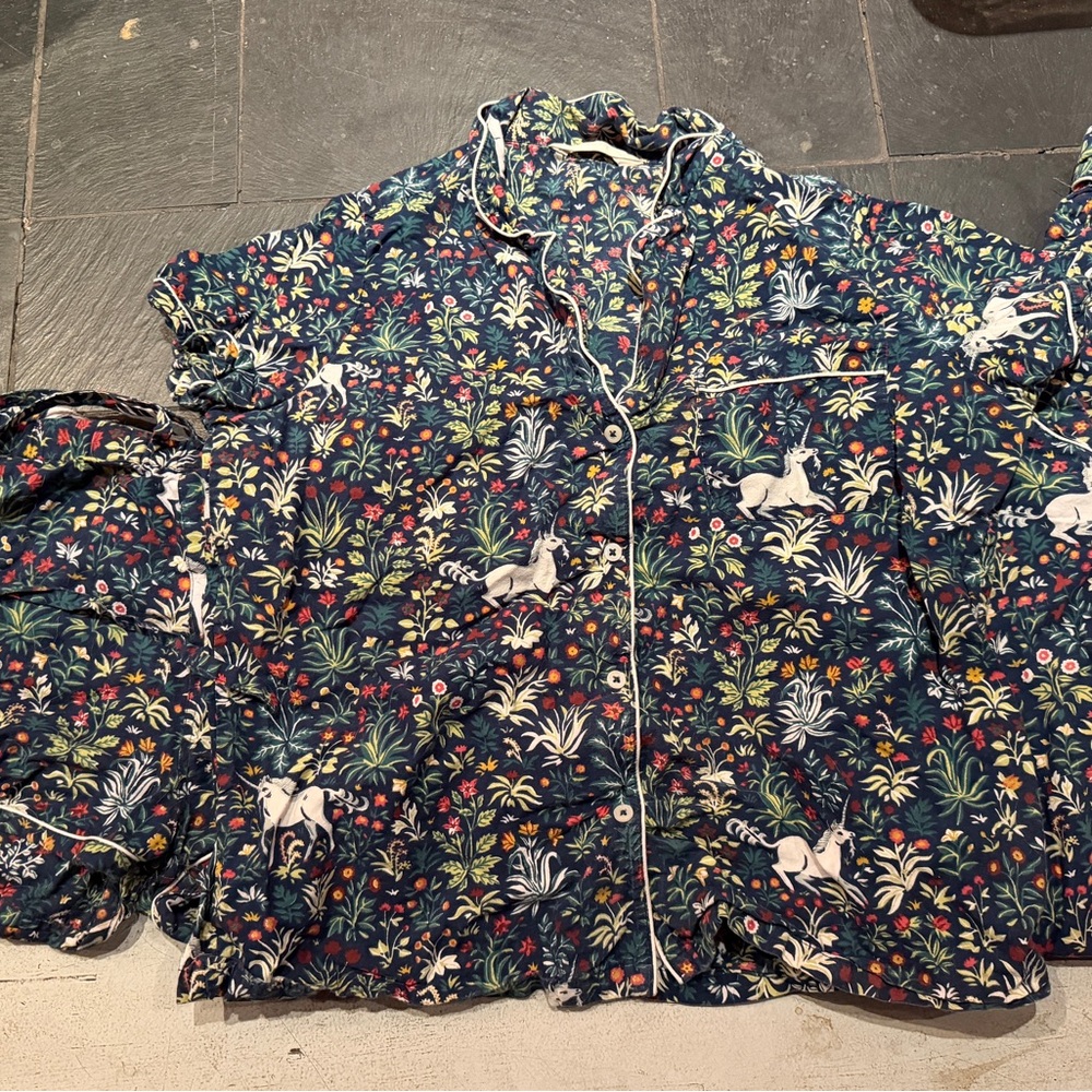 Printfresh Navy Floral & Unicorn Pajama Shirt